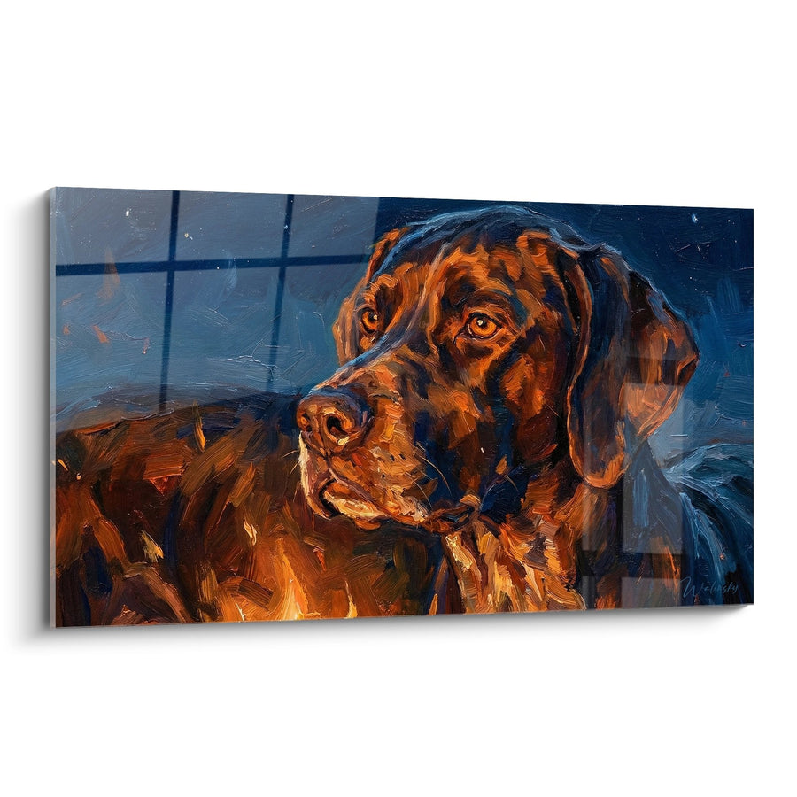 Schilderij van een Hond met Koper- en Blauwtinten - Expressief Portret - Editie Pointer Engelse
