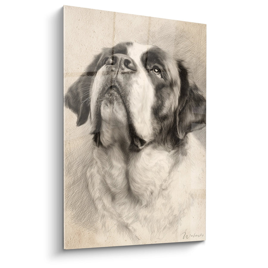 Tableau Portrait de Saint Bernard au Regard Mélancolique - Dignité Canine - Edition Saint Bernard