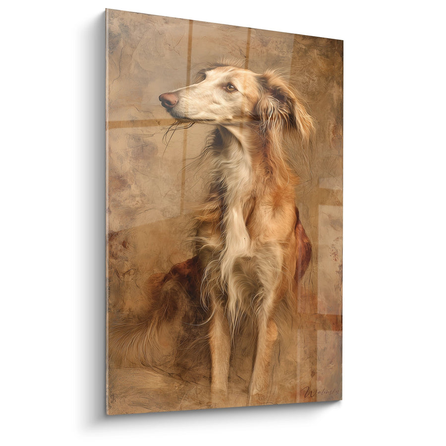 Tableau Lévrier aux Tons Dorés et Regard Contemplatif - Noble Profil - Edition Saluki