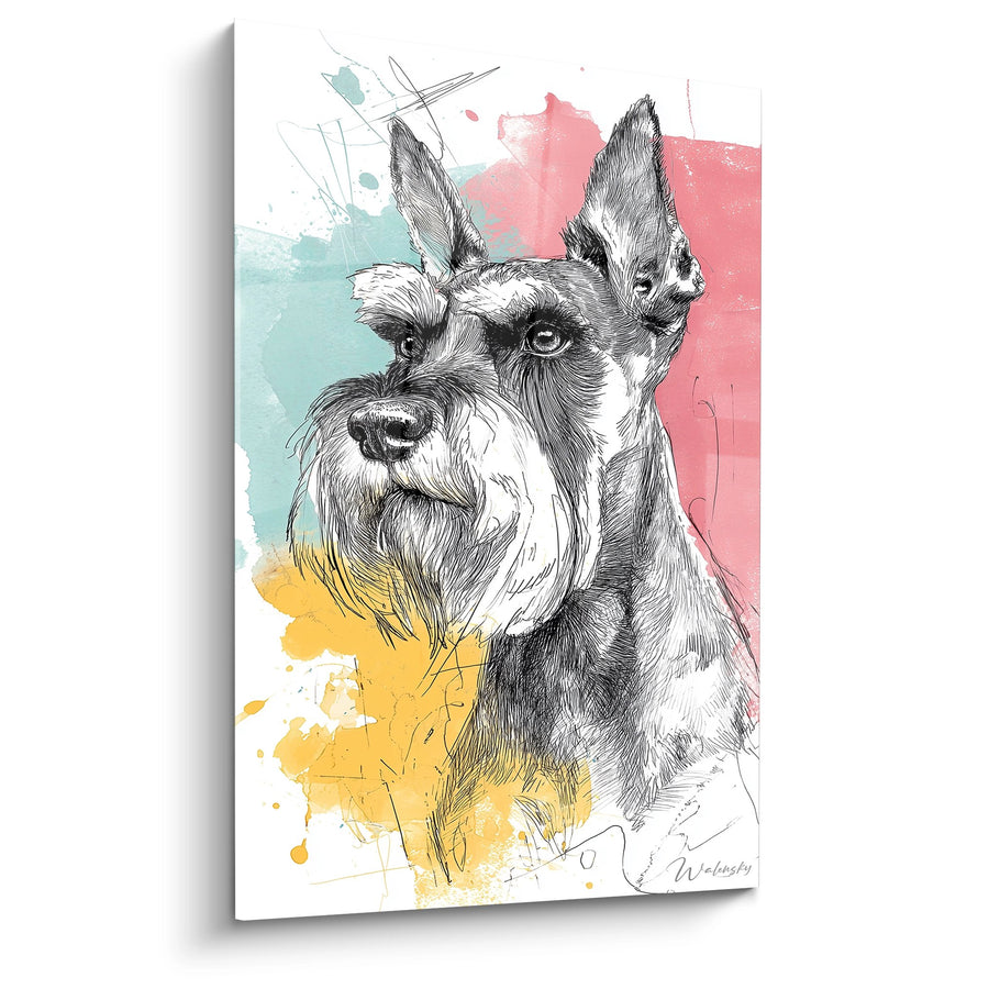 Dog Painting Schnauzer Portrait Watercolor Splash - Artistic Splatter - Schnauzer Edition