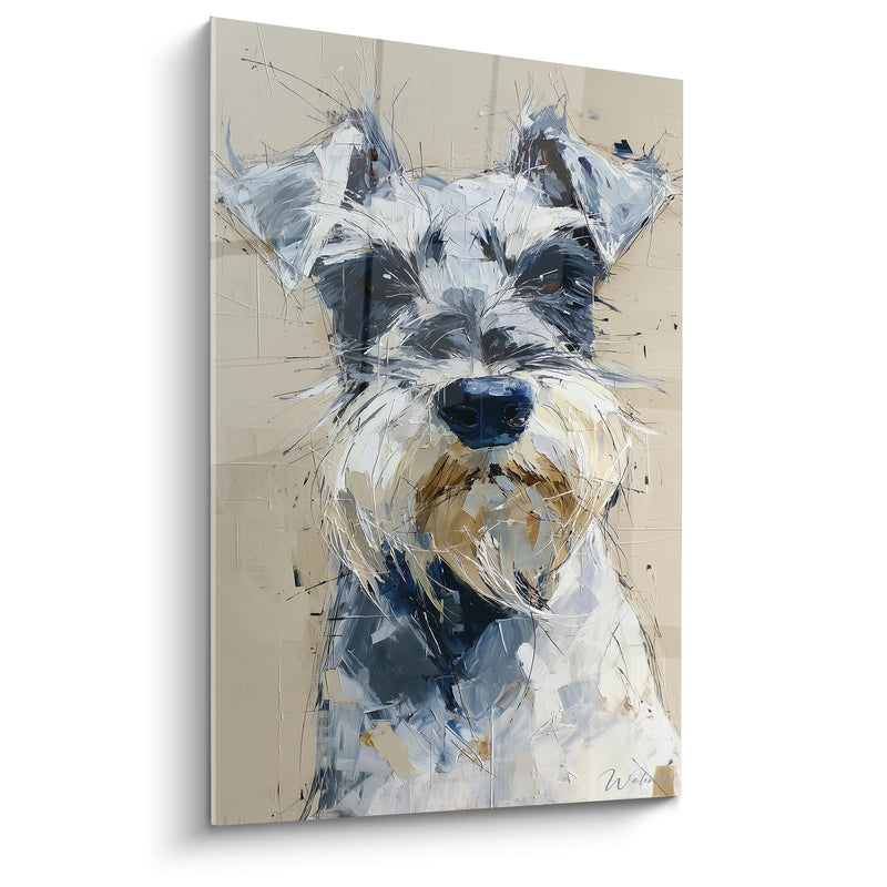 Tableau Schnauzer Poils Expressifs Technique Mixte - Portrait Canin Contemporain - Edition Schnauzer