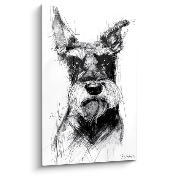 Cuadro Retrato de Perro con Rasgos Esbozados - Mirada Intensa - Edición Schnauzer