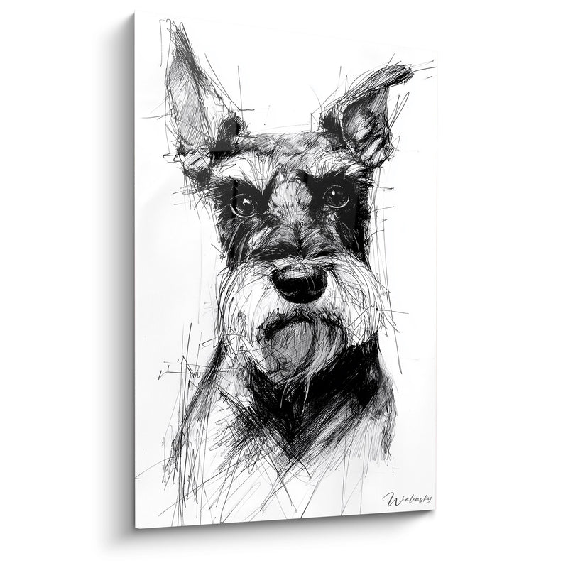 Tableau Portrait de Chien aux Traits Esquissés - Regard Intense - Edition Schnauzer