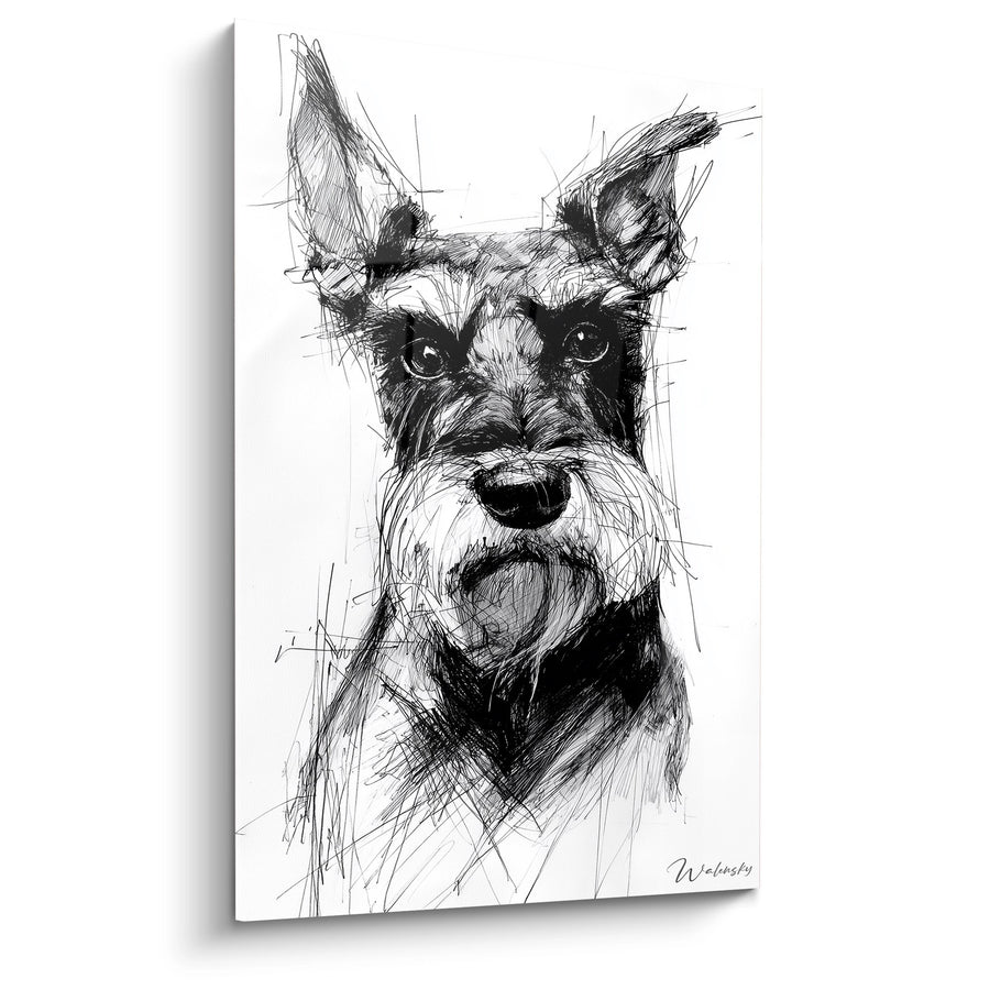 Tableau Portrait de Chien aux Traits Esquissés - Regard Intense - Edition Schnauzer