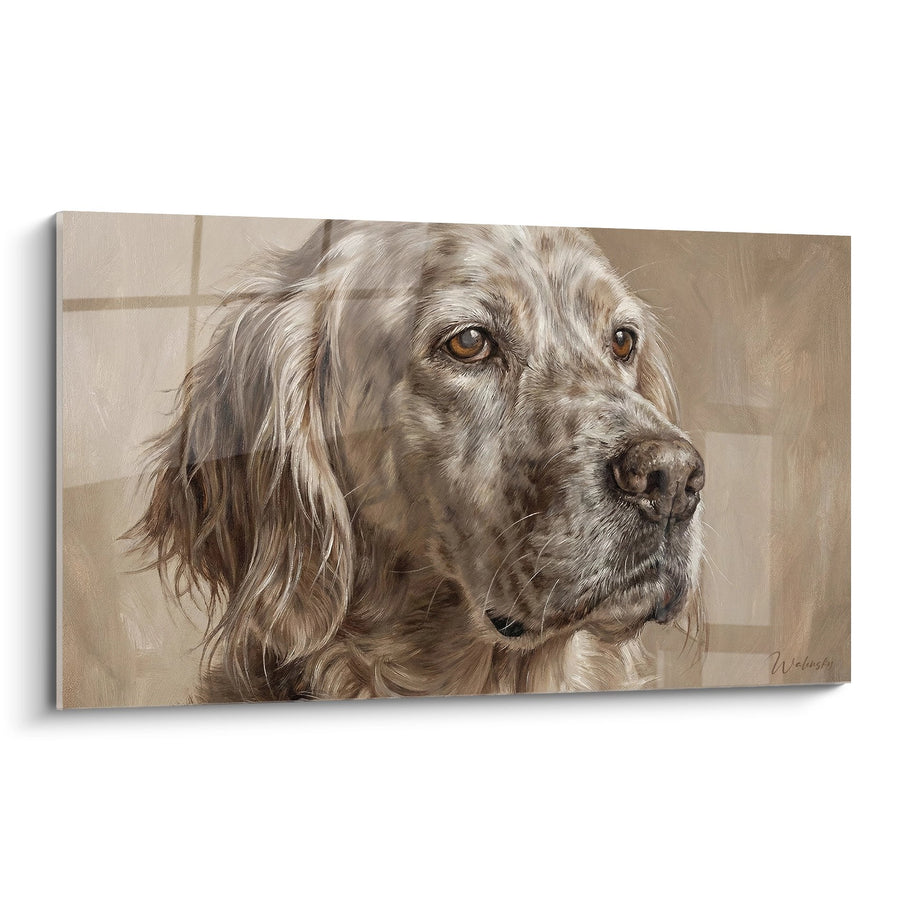 English Setter Dog Portrait Wall Art - Sepia and Amber Tones - Contemplative Gaze - English Setter Edition