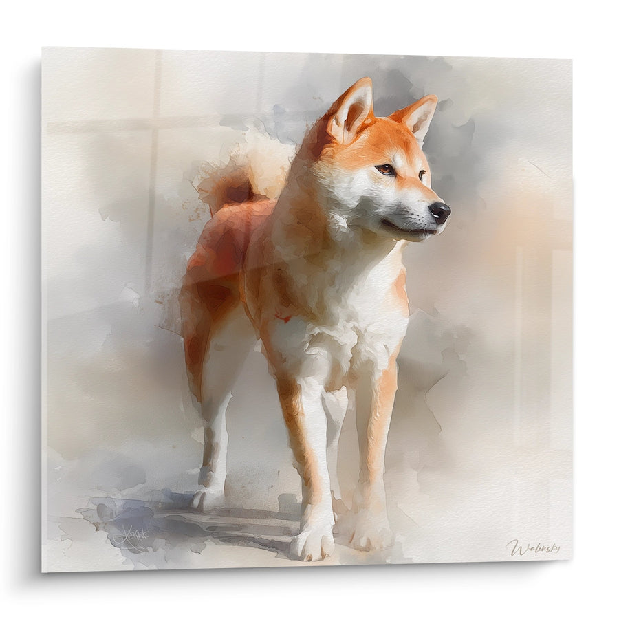 Shiba Inu Watercolor Elegant Portrait Painting - Canine Nobility - Shiba Inu Edition
