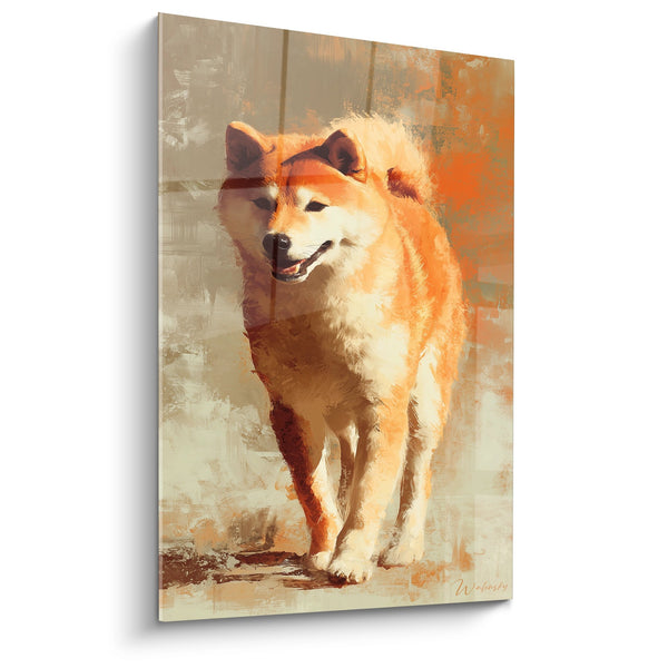 Cuadro de Perro Rojo en Luz Dorada - Retrato Artístico - Edición Shiba Inu