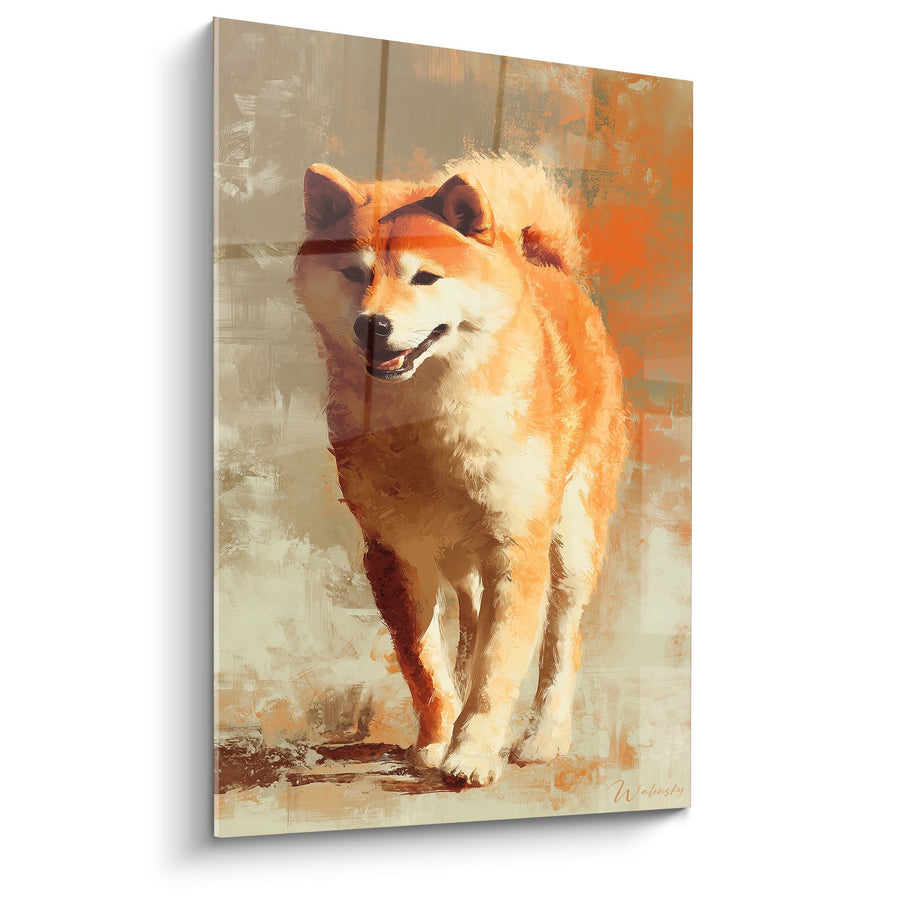 Red Dog Painting in Golden Light - Artistic Portrait - Shiba Inu Edition