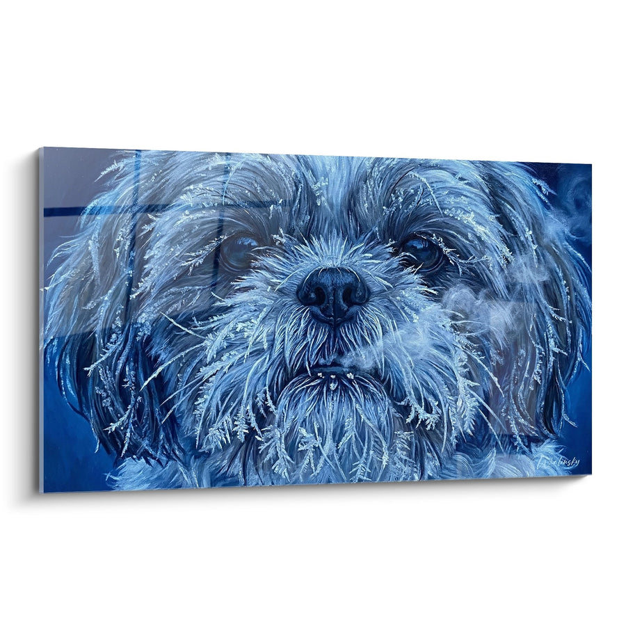 Tableau Chien aux Tons Bleus Glacés - Portrait Artistique - Edition Shih Tzu