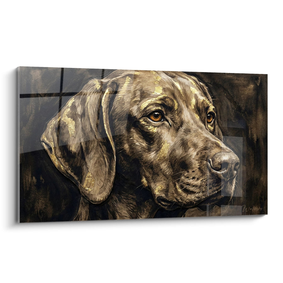 Tableau Portrait de Chien Brun aux Reflets Dorés - Regard Mélancolique - Edition Vizsla