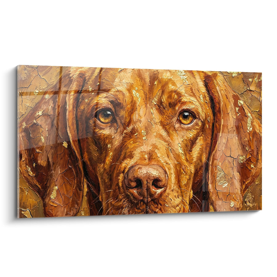 Tableau Chien Roux aux Yeux Dorés - Portrait Texturé - Edition Vizsla