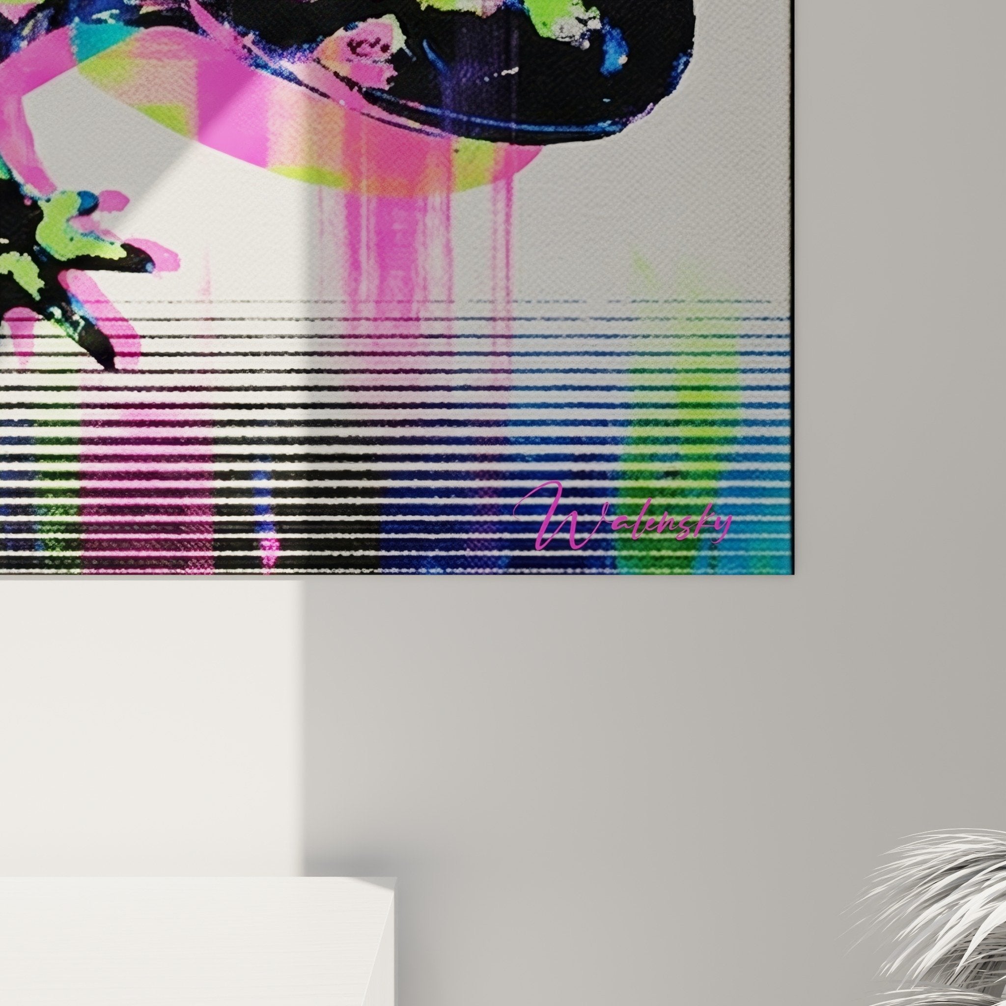 Salamander Gemälde digitale Glitch-Kunst modernes Wohnzimmer Wanddekoration elektrische Farben