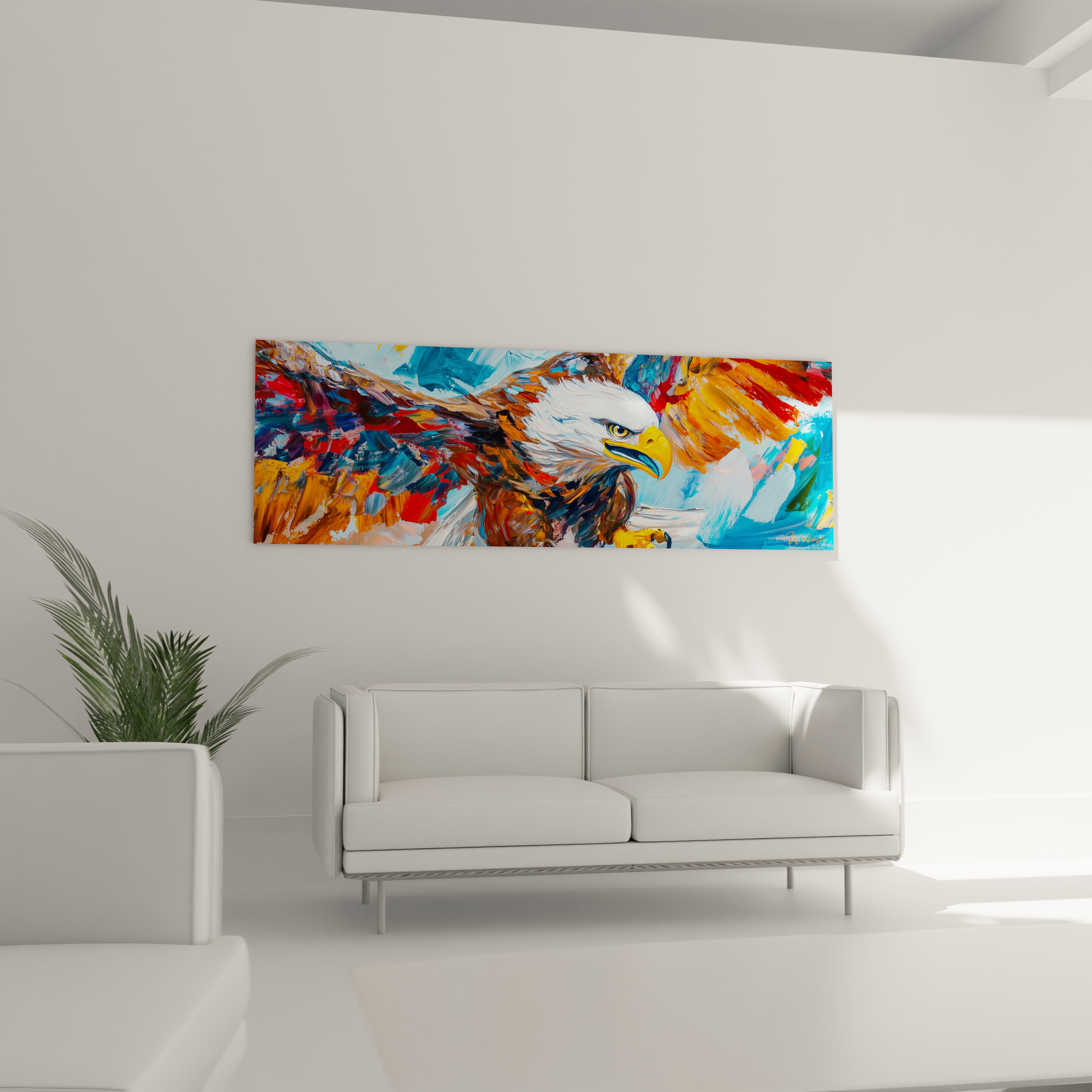 Tableau aigle coloré de Walensky avec des coups de pinceau vifs pour une décoration intérieure moderne
