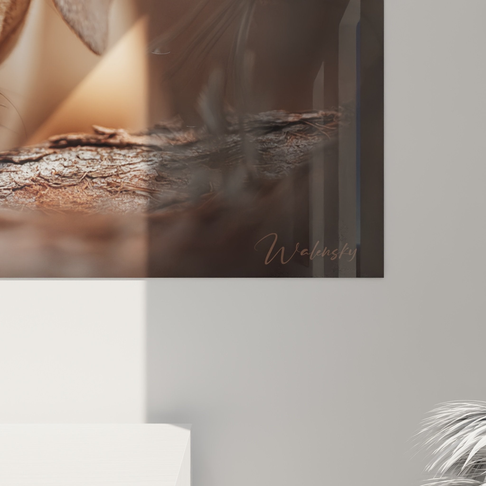 Vue ensemble salon tableau chien Rhodesian Ridgeback décoration murale tons chauds ambiance cosy naturelle