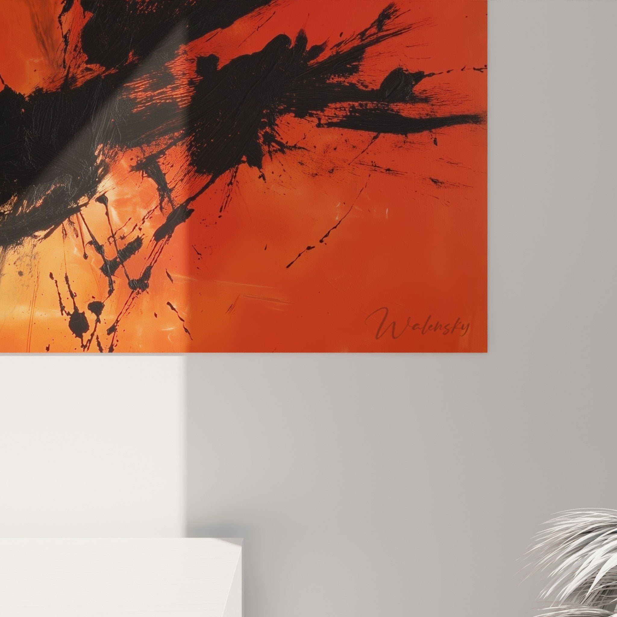 tableau rouge noir salon contemporain decoration feng shui sud feu ambiance