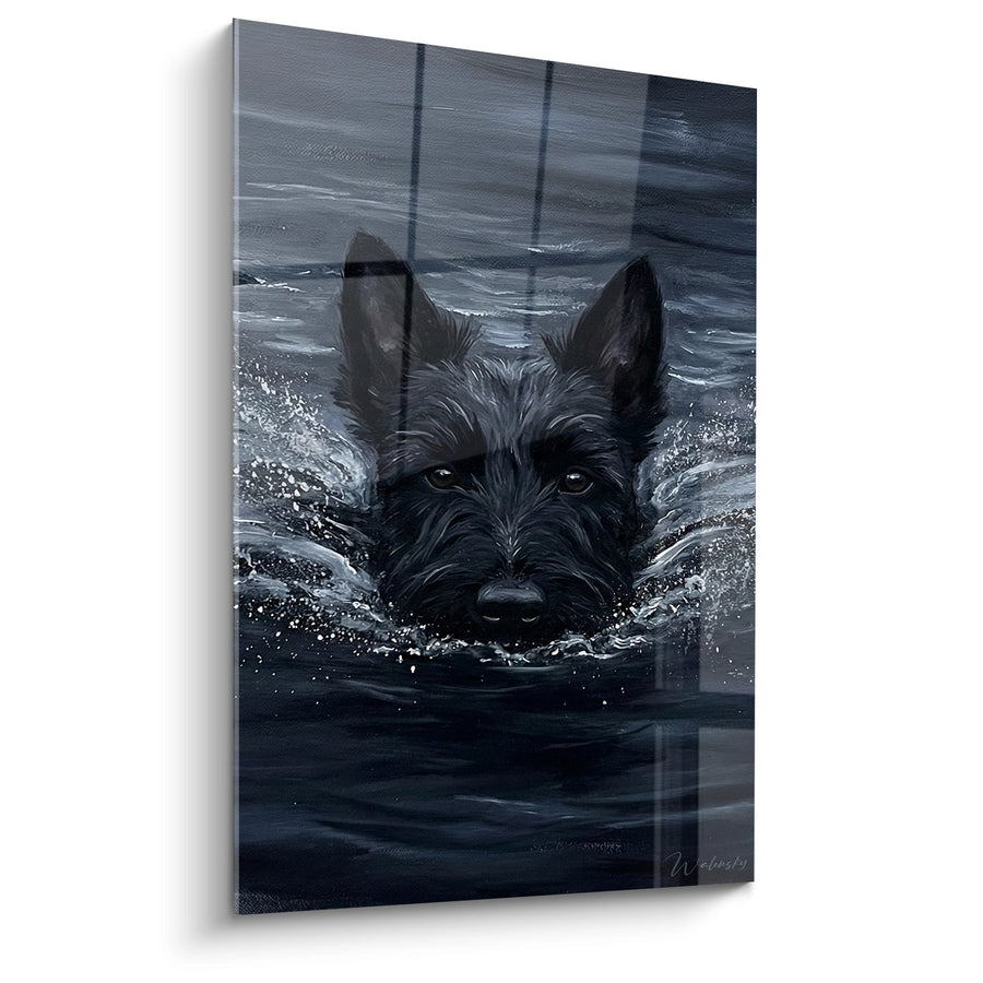 Tableau Scottish Terrier Nageant dans les Eaux Sombres - Évasion Aquatique - Edition Scottish Terrier