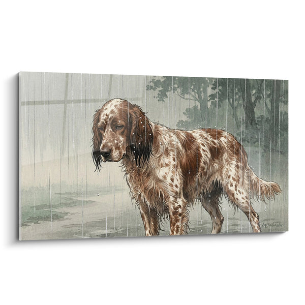 Cuadro Perro Mojado Bajo la Lluvia - Melancolía Otoñal - Edición Setter Inglés