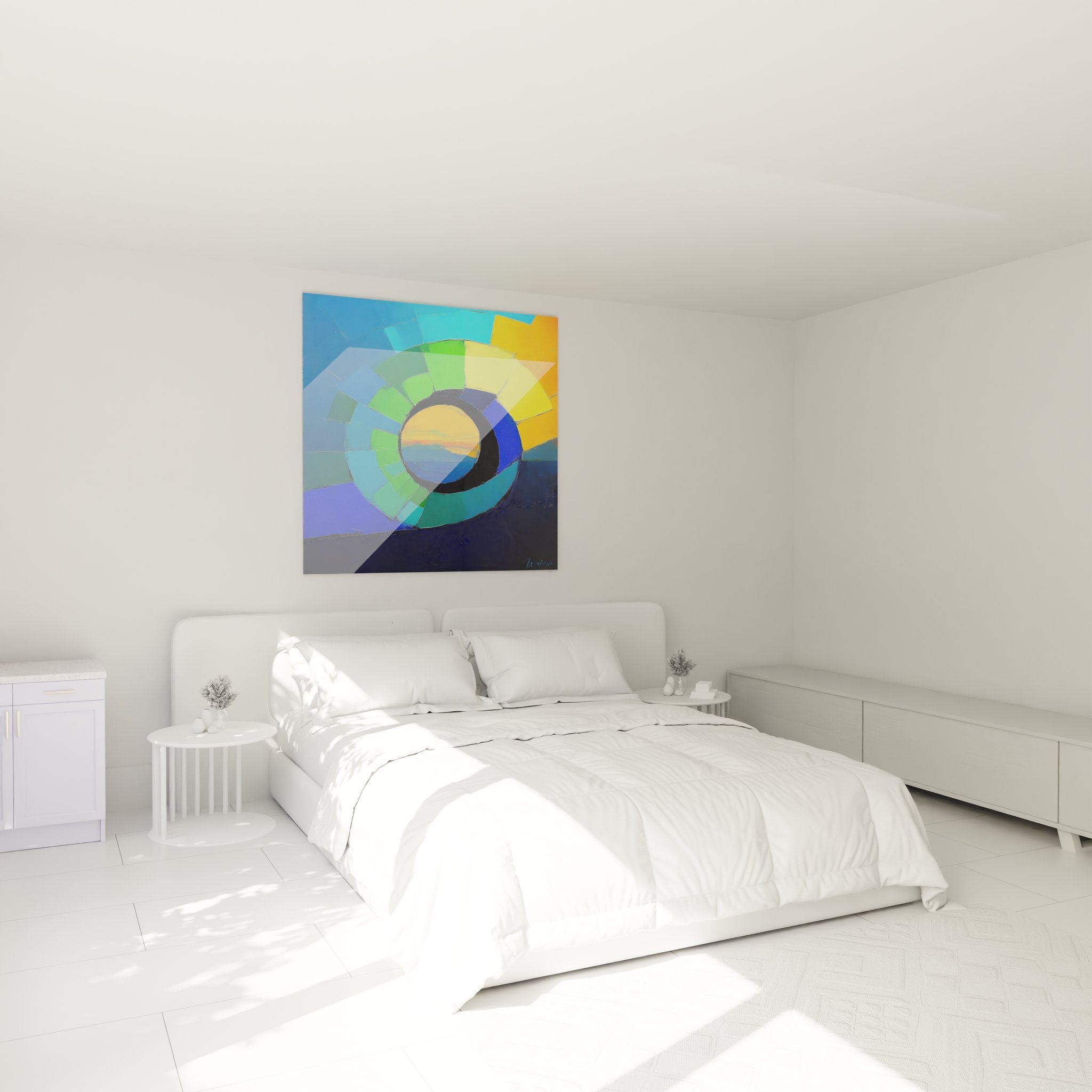 Tableau spirale colorée déco chambre ambiance art abstrait mural design contemporain