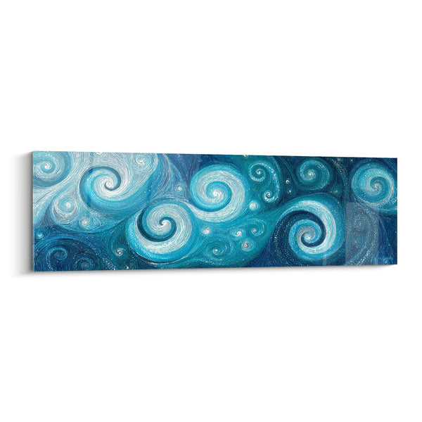 Schilderij Spirale Draaiende Blauw Turquoise - Water Energie - Feng Shui Noord Water Editie