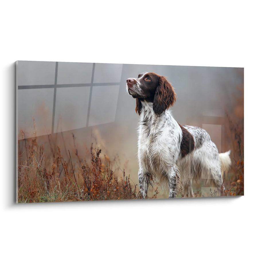 Tableau Chien Springer Anglais en Position d'Arrêt dans la Prairie - Regard Captivant - Edition Springer Anglais