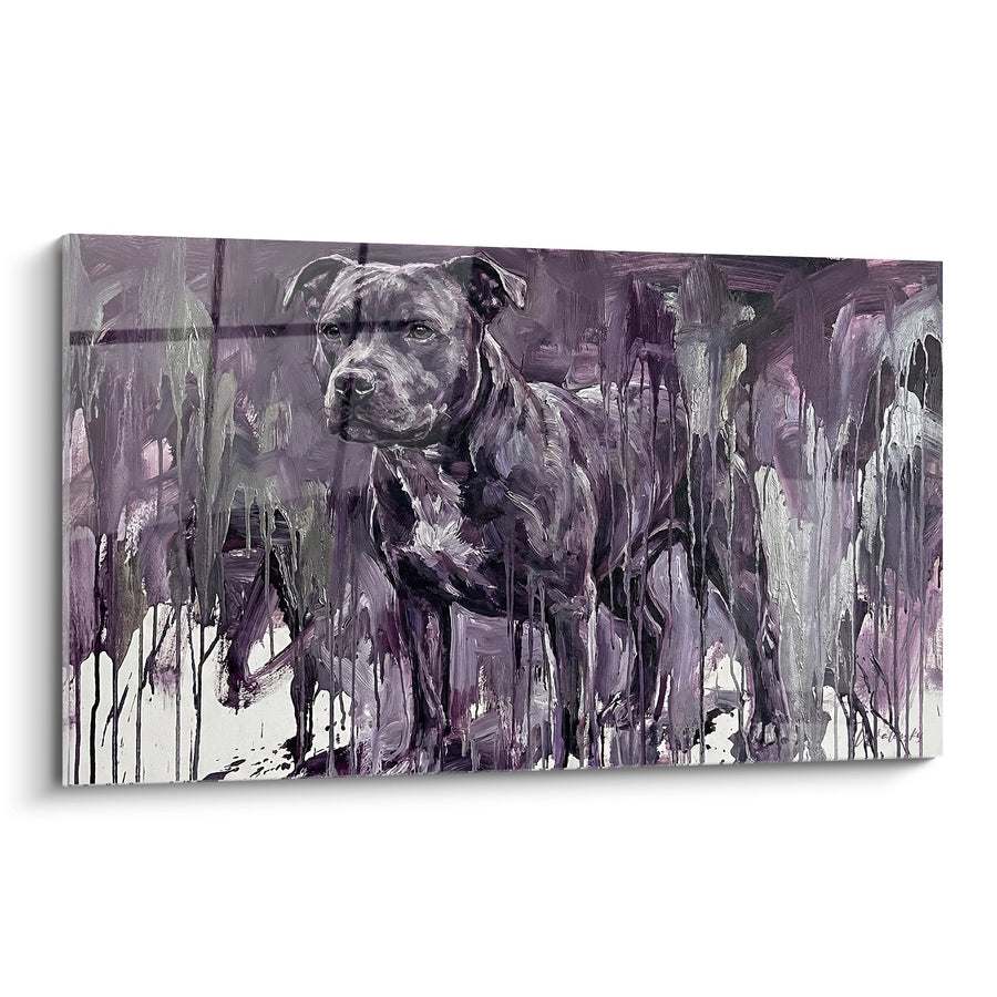 Tableau Portrait Canin aux Tonalités Violettes - Fusion Artistique - Edition Staffordshire Bull Terrier