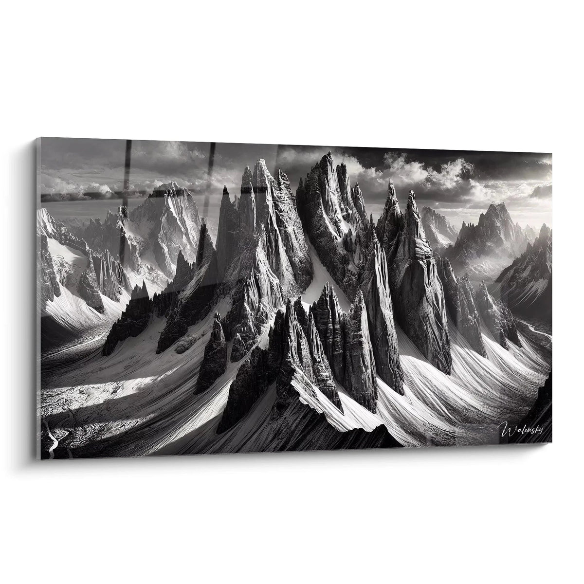 In de schaduw van reuzen - Bergschilderij