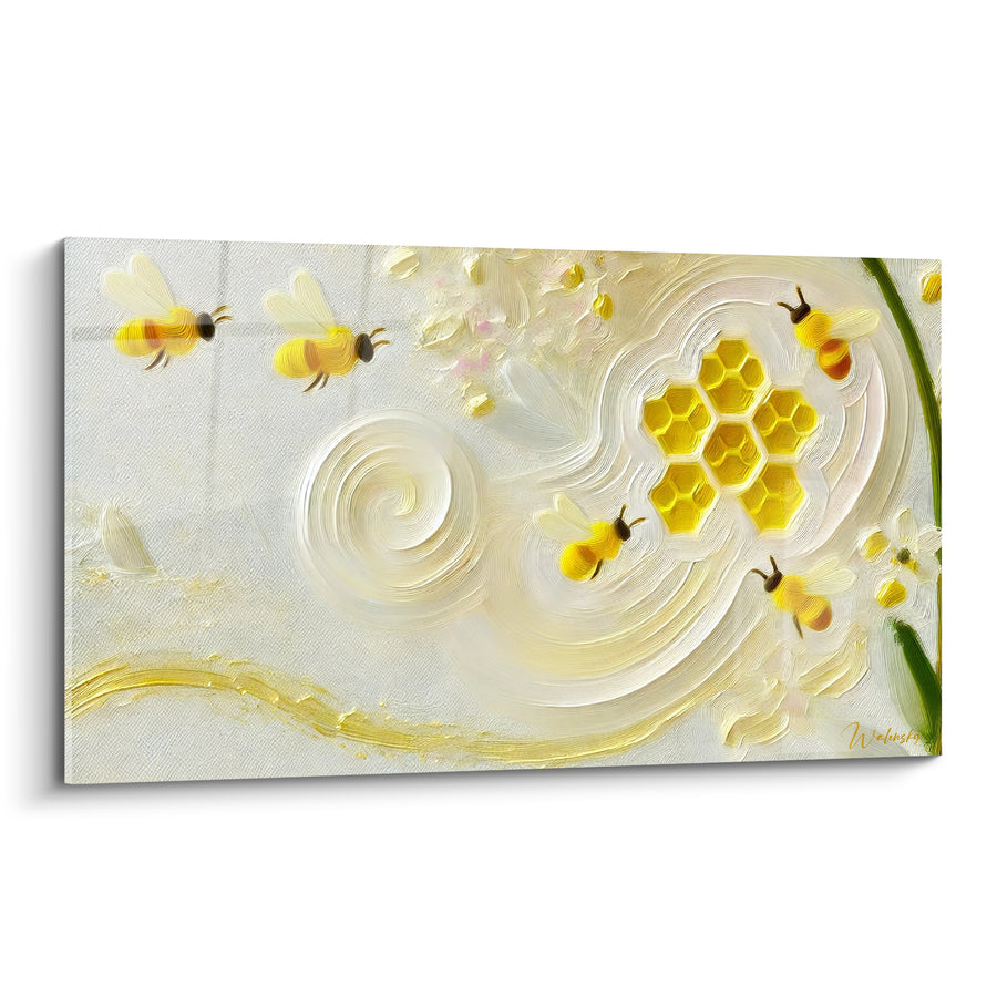 Tableau Abeilles dorées autour d'un rayon de miel - Ballet mellifère - Edition Abeille