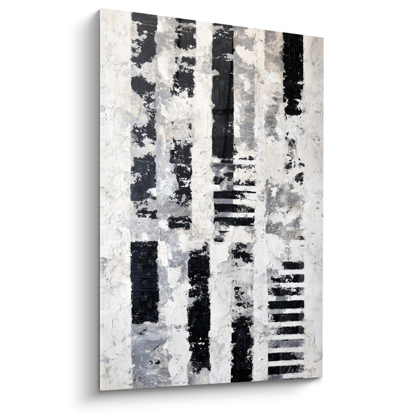Abstract zwart wit grijs schilderij - Stedelijke Harmonie - Feng Shui West Metaal Editie