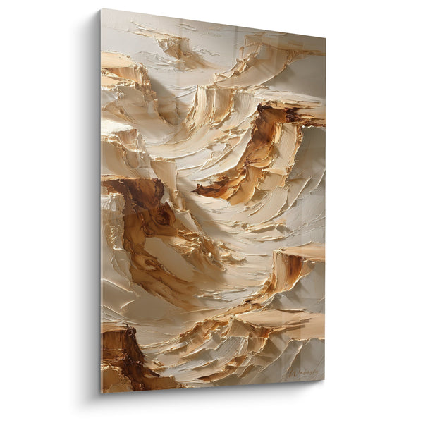 Abstract Beige en Bruin Schilderij met Gesculpteerde Texturen - Aardse Harmonie - Feng Shui Centrum Aarde Editie