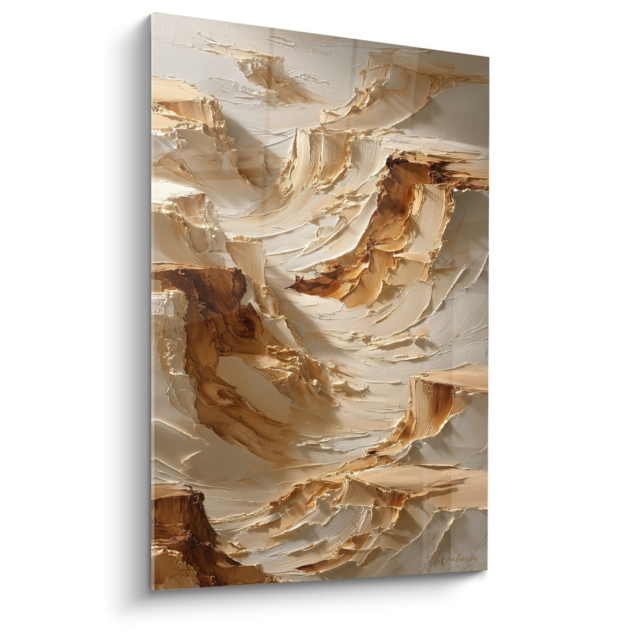 Tableau Abstrait Beige et Brun aux Textures Sculptées - Harmonie Terrestre - Edition Feng shui Centre Terre