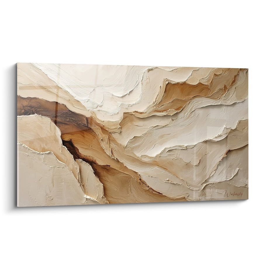 Tableau Abstrait Beige et Terre - Matières en Relief - Edition Feng shui Centre Terre