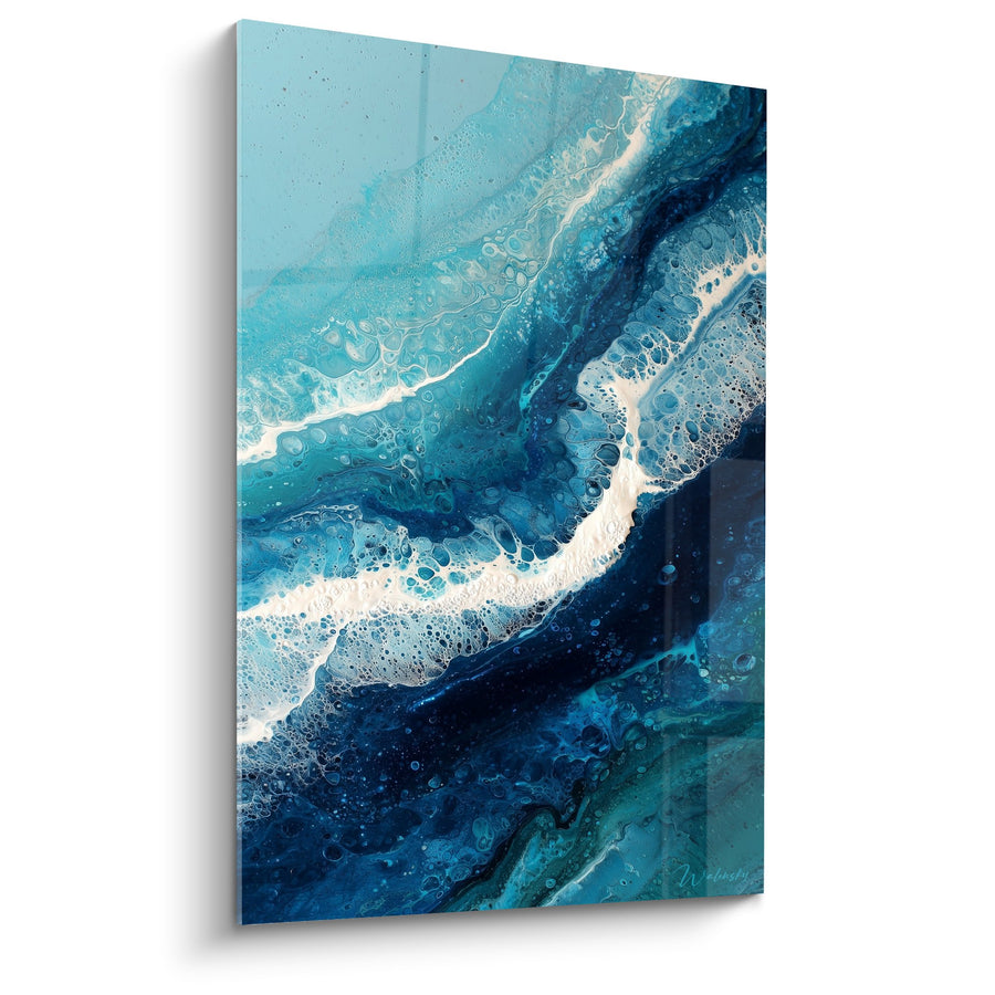 Tableau Abstract Fluide Bleu Océan aux Mouvements Tourbillonnants - Évasion Marine - Edition Feng shui Nord Eau