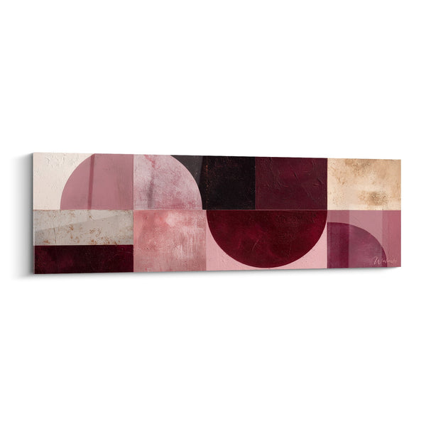 Cuadro abstracto geométrico en tonos burdeos y beige - Armonía de formas - Edición Feng shui Suroeste Tierra