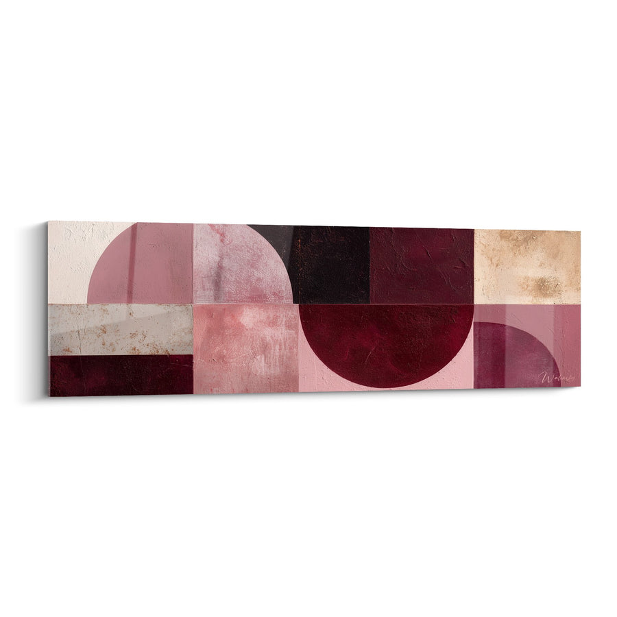 Tableau abstrait géométrique aux tons bordeaux et beige - Harmonie des formes - Edition Feng shui Sud-Ouest Terre