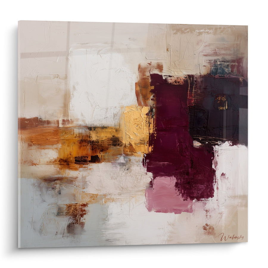 Tableau abstrait aux tons bordeaux et ocre - Harmonie des contrastes - Edition Feng shui Sud Feu