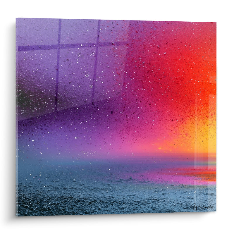 Tableau Dégradé violet et rouge granuleux - Lueur d'aube - Edition Abstrait Coloré