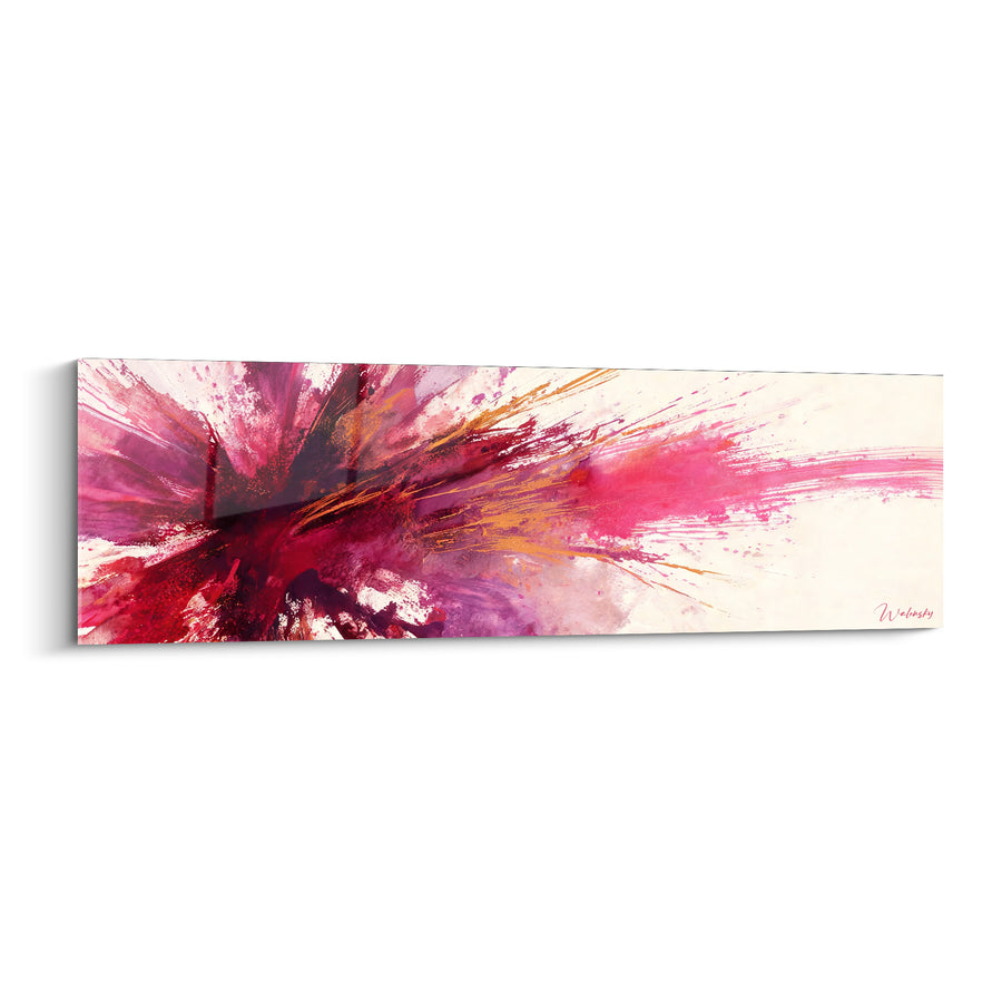 Tableau Éclatement de pigments pourpres et dorés - Souffle vermillon - Edition Abstrait Coloré