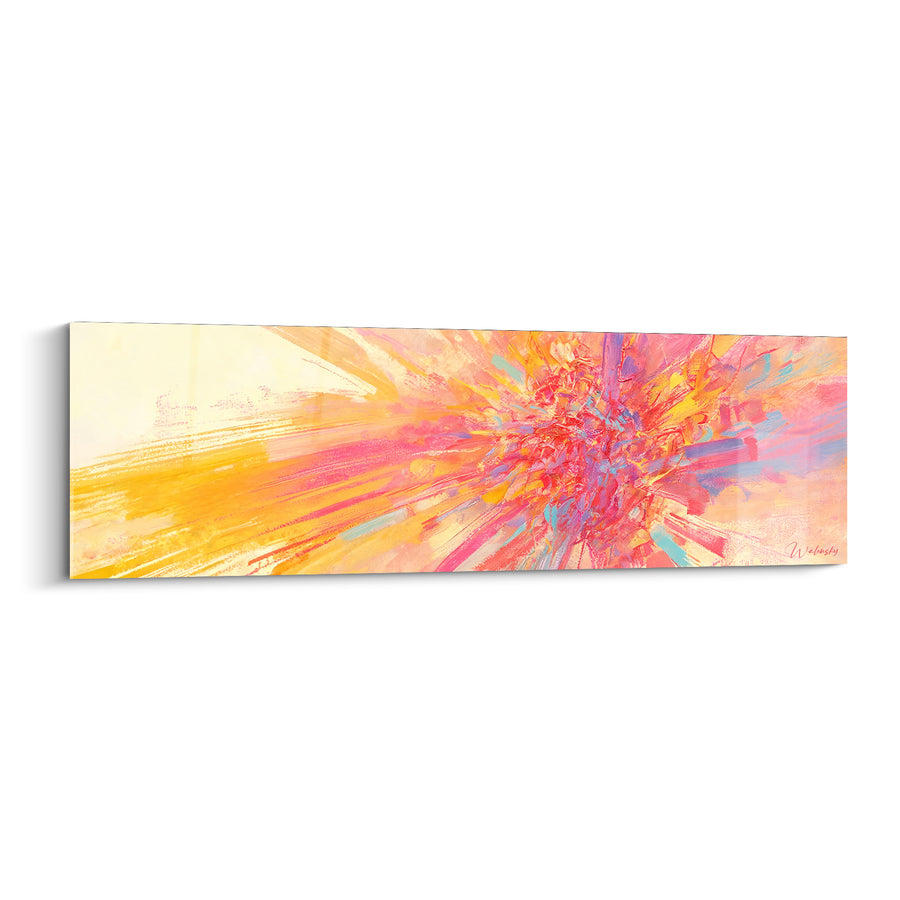 Tableau Déflagration de touches roses et dorées - Éclat jaillissant - Edition Abstrait Coloré