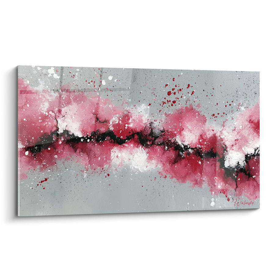 Bild Riss rosa und anthrazitfarben gespritzt - Vibrierender Riss - Edition Abstrakt Farbe