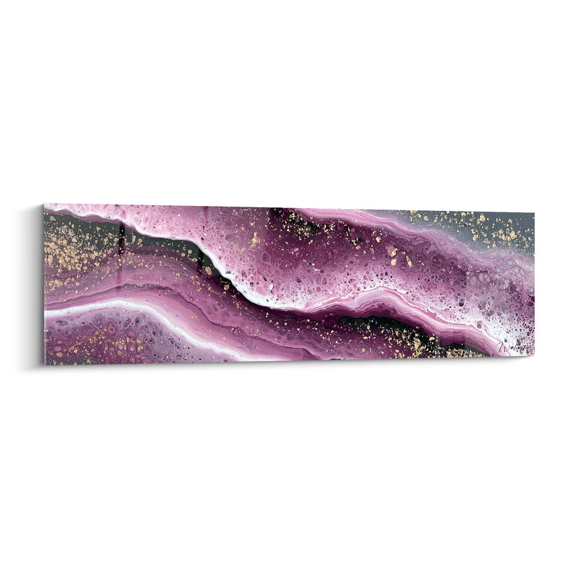 Tableau Géode violette et anthracite pailletée d'or - Éclat minéral - Edition Abstrait Coloré
