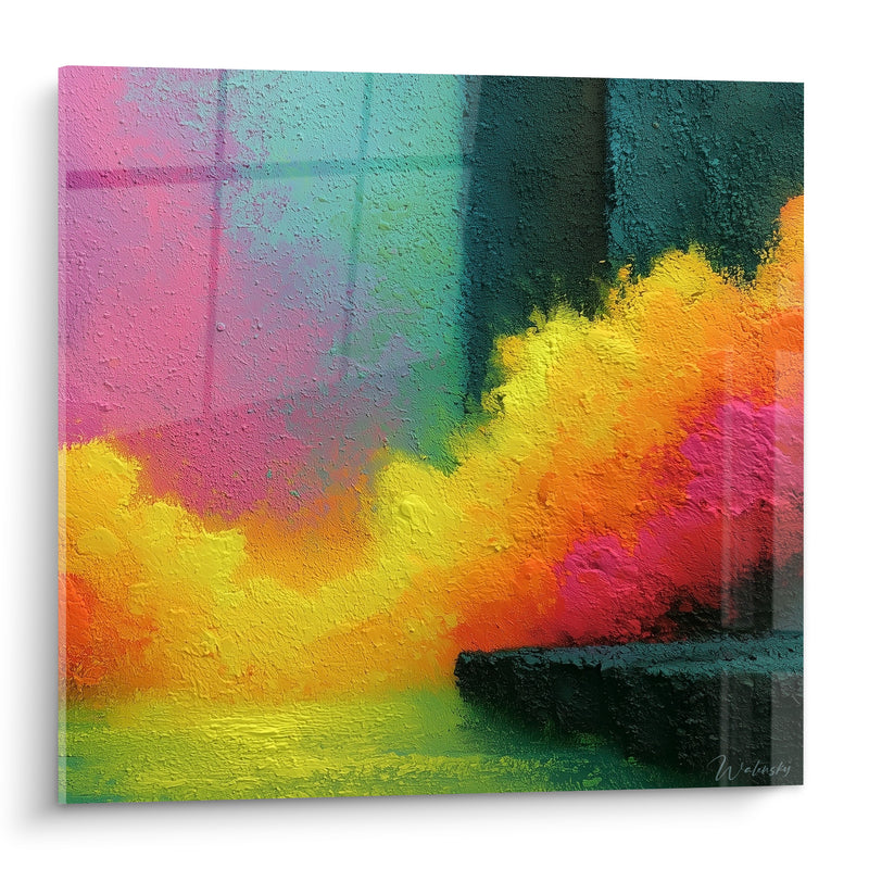Leinwand Wolke in Gelb- und Rosatönen - Lichtausbruch - Farbige Abstrakte Edition