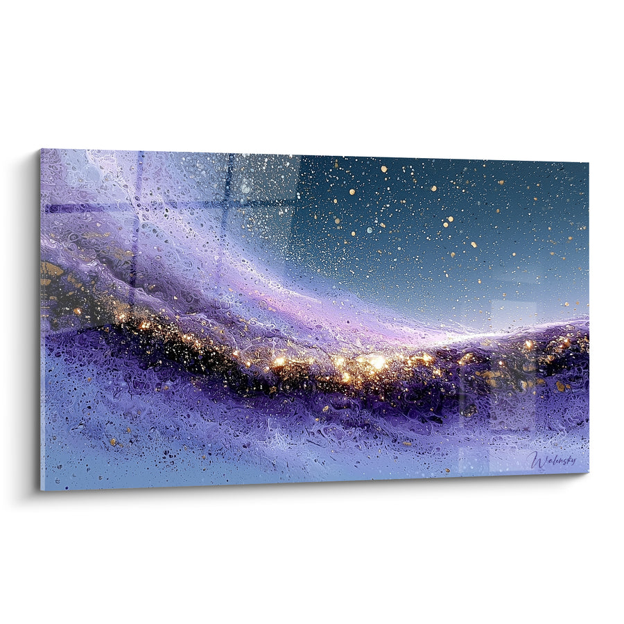 Leinwand Nebel Violett und Gold Schimmernd - Himmlische Reise - Farbige Abstrakte Edition