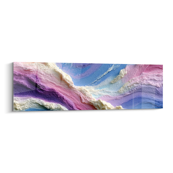 Cuadro Olas texturizadas azul y rosa empolvado - Aliento helado - Edición Abstracta Colorida