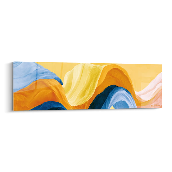 Tableau Dunes undulating yellow and navy blue - Breath of the desert - Abstract Color Edition