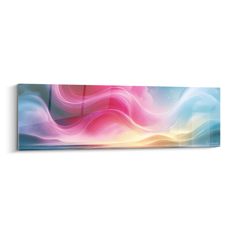 Leinwand Aurora Borealis Rosa und Blau Sternenmuster - Leuchtende Wellenfilamente - Edition Abstrakte Farbgebung