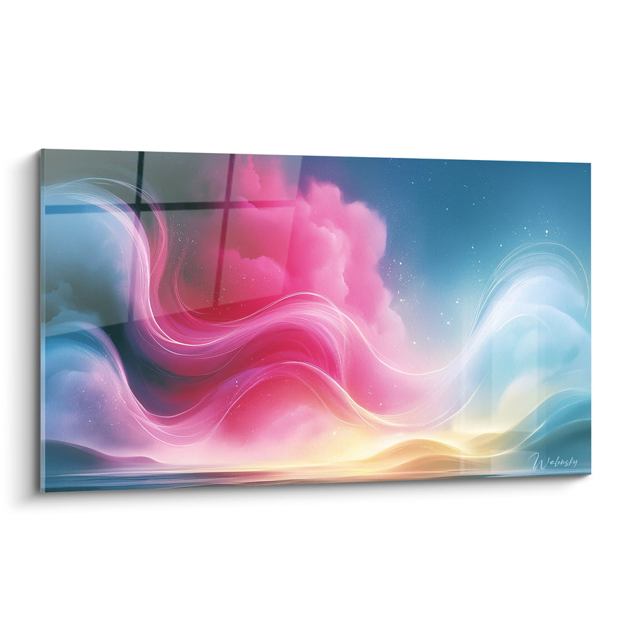 Leinwand Himmelswellen Rosa und Blau - Nachtatem - Farbige Abstrakte Edition