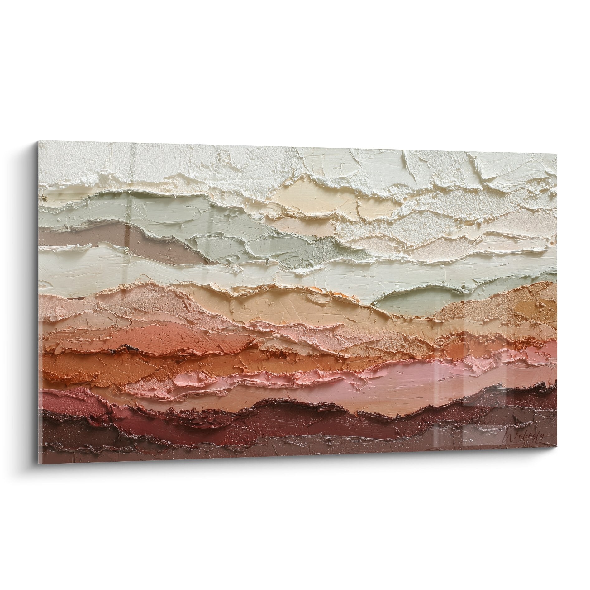 abstract painting horizontal layers ochre beige relief textured geological feng shui northeast earth