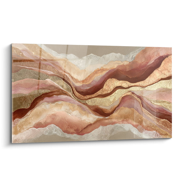 Abstract Schilderij van Gietmineralen, Koper- en Gouden Aardetinten - Geologische Harmonie - Feng Shui Editie Centrum Aarde