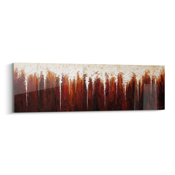 Abstract schilderij met rode en witte degrade - Verticale drapingen - Editie Feng Shui Centrum Aarde
