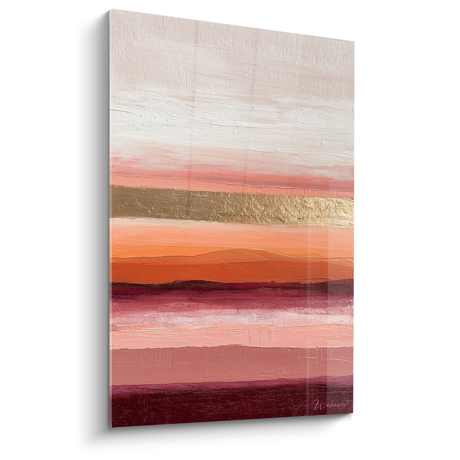 Tableau abstrait dégradé horizontal beige corail bordeaux - Harmonie Terrestre - Edition Feng shui Sud-Ouest Terre